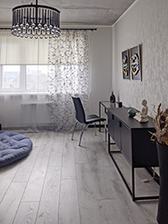 This is far north covered in white snow, with clear ice and glaciers. That is the feeling of this room.